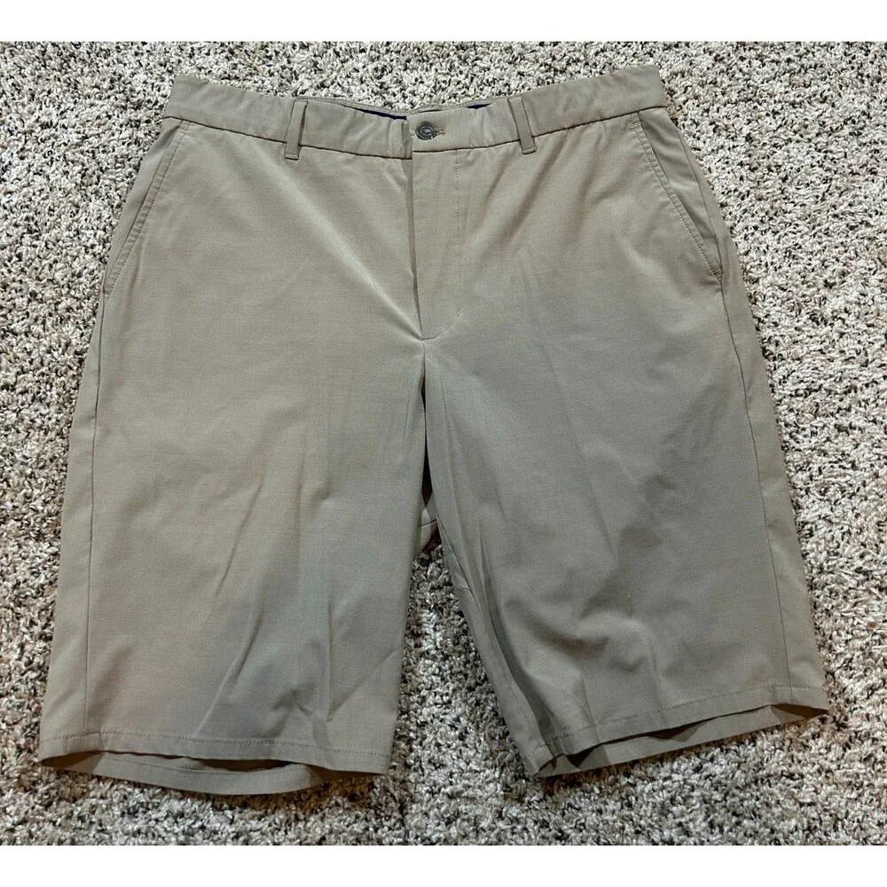 Johnnie-O Mulligan Performance Mens shorts 35 Light Khaki Golf Beach Quick Dry
